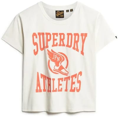 Superdry - Varsity T-shirt met flockprint en aansluitende pasvorm - Dames - T-shirts