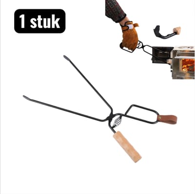 1 stuk - Kachel accessoires - Extra Lange en Zware Vuurtang voor BBQ - Hittebestendige Houtskooltang voor Kampvuur en Barbecue， Met Geïsoleerd Handvat， Sterk Gereedschap voor Outdoor