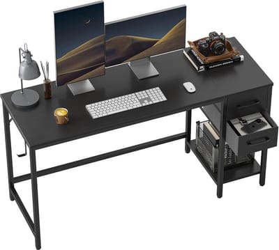 Computer Bureau met 2 Laden - 55 Inch Modern Bureau voor Thuiskantoor; Eenvoudig en Stijlvol