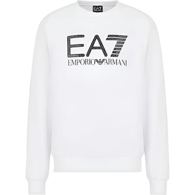 Emporio Armani EA7 SS22 Logo Print Ronde Hals Pullover Lange Mouwen Sweatshirt Heren sweatshirt Wit 3LPM54-PJEQZ-1100 L gray