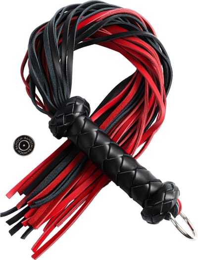 Banoch | Flogger red/black | zweep leer ophangring | 67 cm | BDSM