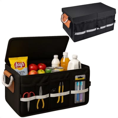 Lomera Kofferbak Organizer - Auto Organizer - Opvouwbare Opbergbox - Achterbank Organizer - Klittenbandsluiting - Aluminium Handgrepen - Reflecterende Strips - Oxford 600D Materiaal - 40 Liter Inhoud - Belastbaarheid