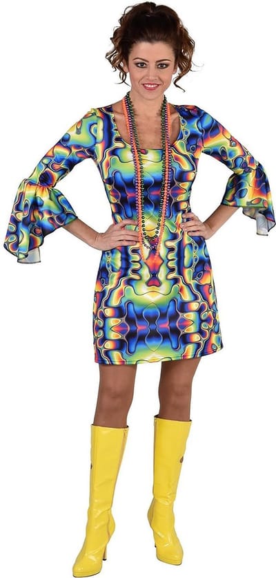 Magic Design Verkleedjurk Groovy Dames Polyester Groen Maat Xs