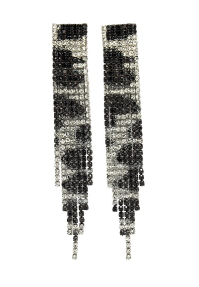 AVANT-GARDE PARIS Diva Chandelier Earrings - lange franjes 1.5cm x 9.5cm - 1 stuk - zwart met rhodium plating