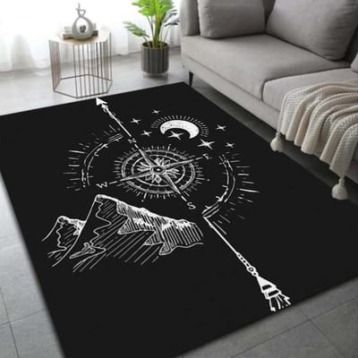 Retro Kompas Kaart Wereldkaart Vloerkleed, Tapijt voor Woonkamer Slaapkamer Sofa Decoratie, Keuken Deurmat Antislip Vloermat Cool 40x60cm16x24in