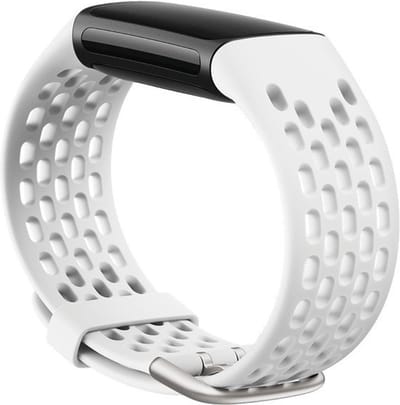 KELERINO. Siliconen bandje geschikt voor Fitbit Charge 5 - Sport - Wit