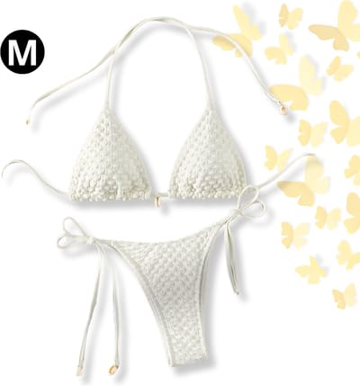 Livano Bikini Dames - Meisjes Bikini - Badpak - Push Up - Vrouwen Badkleding - Zwemmen - Sexy Set - Top & Broekje - Wit - Maat M