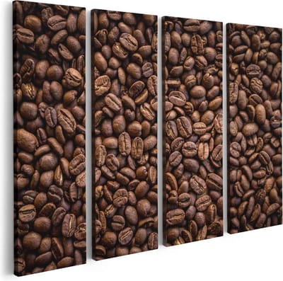 Artaza Canvas Schilderij Vierluik Bruine Koffiebonen - 80x60 - Foto Op Canvas - Canvas Print