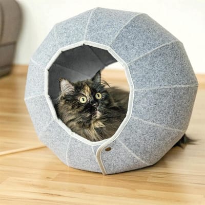 Stunq® Kattenmand in bolvorm, 44 x 44 cm, veelzijdig bruikbaar, kattenmand om te slapen en uit te rusten, inklapbaar kattenbed