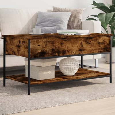 vidaXL - Salontafel - 100x50x50 - cm - bewerkt - hout - en - metaal - gerookt - eiken