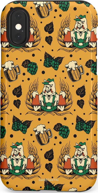 Casetastic hoesje geschikt voor Apple iPhone X / Apple iPhone XS - Dubbellaagse bescherming - Oktoberpret - Fashion Case - Goud Taupe Donkergroen Donkergrijs