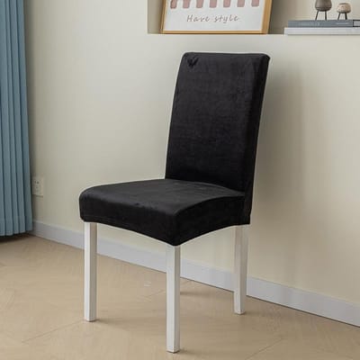 Housse de Chaise Velours Renard Argenté Élastique Couleur Unie Housse de Chaise Monobloc Usage Bureau Hôtel Restaurant Chaise de Maison [45-65cm]