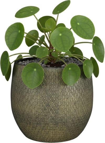 Mica decorations Bloempot / plantenpot Madeira - groen - terracotta - 32 x 32 cm - schubbenpatroon
