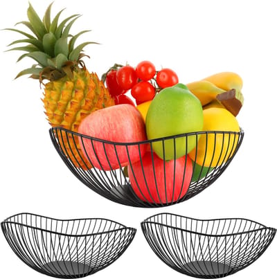 La'Moussawi ® Fruitschaal Set van 3 met Elegant Golfpatroon voor Diverse Toepassingen