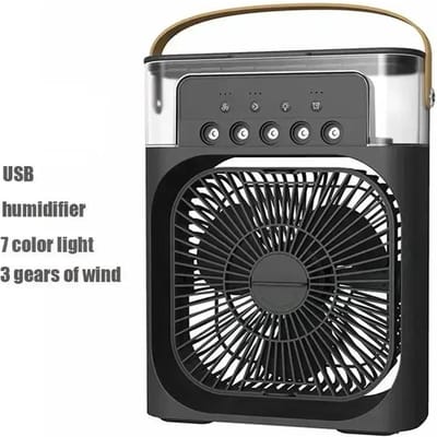 Draagbare ventilator airconditioners USB elektrische ventilator LED nachtlampje waternevel leuk 3 in 1 luchtkoeler bevochtiger voor thuis zwart