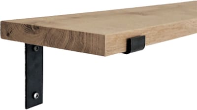 GoudmetHout® Wandplank Industrieel - 40 x 20 cm Muurplank - Eiken Hout - Decoratie Wandrek & Boekenrek - Hangplank Keuken - Wall Shelf + 2 Mat Blanke Plankdragers van Staal