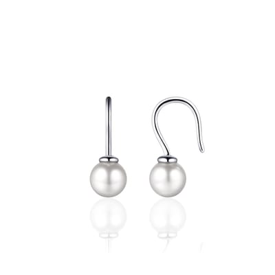Jewels Inc. - Oorbellen - Oorhaak met Parel - 19mm x 7mm - Gerhodineerd Zilver 925