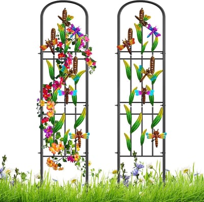 Dailygoods- Rankgitter 2-delige set - Vrijstaand Tuinhekwerk - Klimhulp voor Rozen - Plantensteun metaal - Tuindecoratie - 151,5 x 28 cm