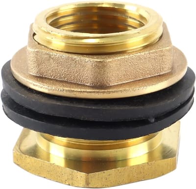doorvoer, G1/2 inch binnendraad (20 mm), G3/4 inch buitendraad (25 mm), schroefbaar voor containers, tanks, watervaten