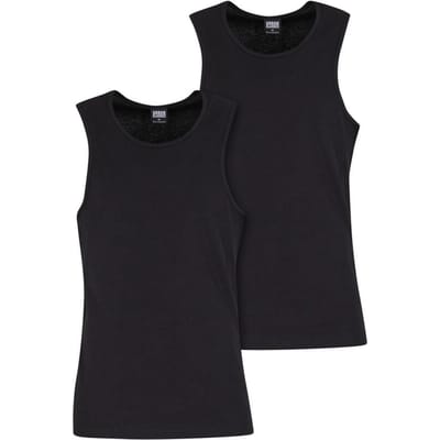 Urban Classics Geribde hemden (Set van 2) Heren Tanktop - zwart - L
