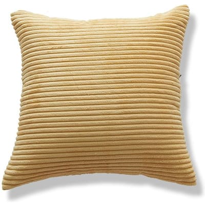 Housse de coussin nordique en velours côtelé à rayures ultra douces, taie d'oreiller décorative pour canapé, 45 x 45 cm 450mm*450mm