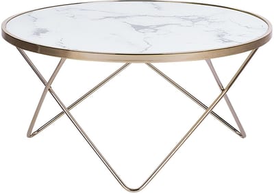 MERIDIAN II - Salontafel - Wit/Goud - Veiligheidsglas