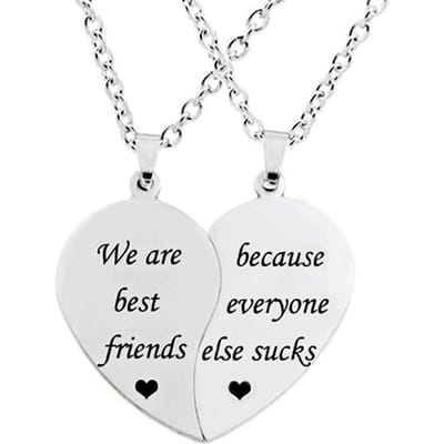 2 Stuks/Set Wij Zijn Beste Vrienden Omdat Iedereen Anders Vreselijk Is Hart Hanger Ketting Roestvrij Staal Vriendschap Sieraden Cadeaus white