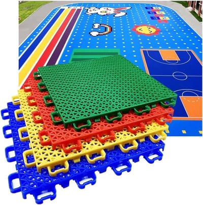 Modulaire Vloertegels - In elkaar grijpende Tegels - Sport Buiten - Zelf Drainerend - 25x25cm - Blauw