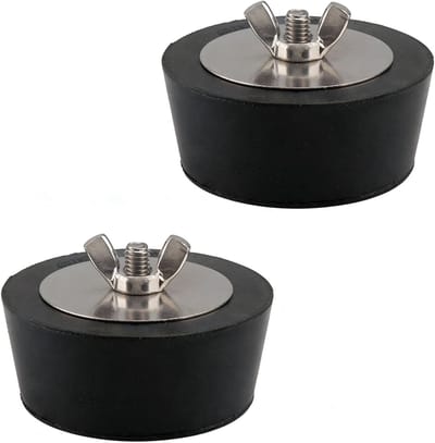 Set van 2 winterstoppen voor zwembaden - 63mm rubberen stoppers met RVS bouten voor privézwembaden, badkuipen en visvijvers - Zwart