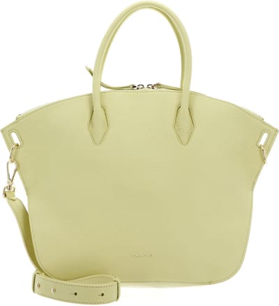 COCCINELLE Leren Handtas Schoudertas Flare Hand Bag Grained Leather Lime Wash Lichtgeel