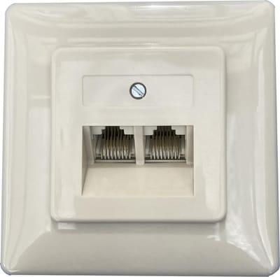 WANDCONTACTDOOS 2x UTP 8-polig modulair RJ45 - inbouw - schroefaansluitingen - voor data of telefonie - aansluitdoos 74241