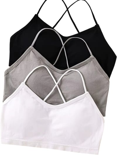3-delige sportbeha set voor dames – ademende yoga bh, fitness bh met kruisbanden, sexy rugdesign, gym crop top & sportkleding - Zwart en Grijs en Wit