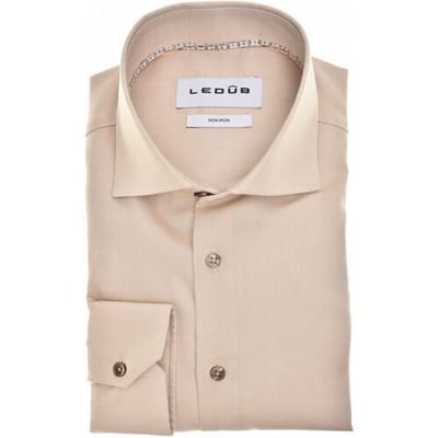 Ledûb Overhemd Uni Color Pure Cotton Non-Iron Zand / male