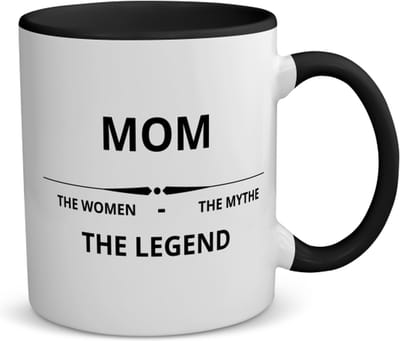 Akyol - mom the woman the mythe the legend koffiemok - theemok - zwart - Mama - de legendarische moeder - moeder cadeautjes - moederdag - verjaardag - geschenk - kado - moeder artikelen - 350 ML inhoud