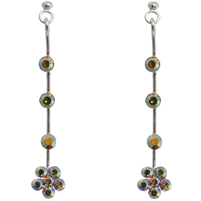 Behave – Oorbellen – 925 Sterling Zilveren Oorbellen met Bruin Multi Kristal steentjes