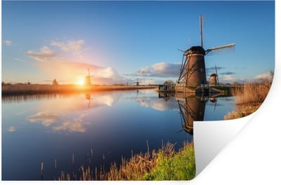 Muurstickers - Sticker Folie - Windmolen - Water - Zon - 30x20 cm - Plakfolie - Muurstickers Kinderkamer - Zelfklevend Behang - Zelfklevend behangpapier - Stickerfolie