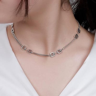Mewanry 925 Sterling Zilver Koppels Ketting Voor Vrouwen Nieuwe Trend Feest Creatieve Splicing Holle Geometrie Sieraden Verjaardagscadeaus brown