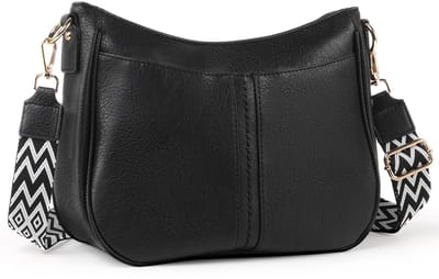 TAN.TOMI Dames Schoudertas – Kleine Crossbody Tas van Vegan Leer – Met Brede Verstelbare Riem & Kaartvakken – Afneembare Schouderband – Perfect voor Reizen & Dagelijks Gebruik - Zwart