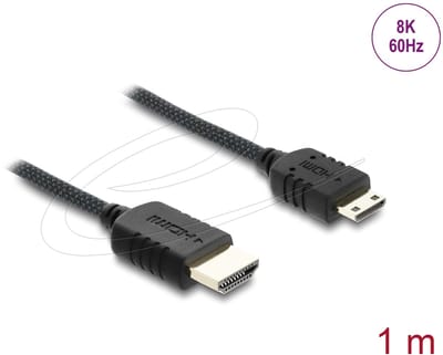 Delock Coaxial High Speed HDMI cable HDMI male to Mini HDMI male 8K 60 Hz with braided coating 1 m