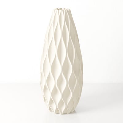 Fleuriek - Grote Vaas - Beige - H50 cm - Vaas voor zijdebloemen - Luxe vaas gemaakt van duurzaam kunststof - Unieke decoratieve vaas met patroon