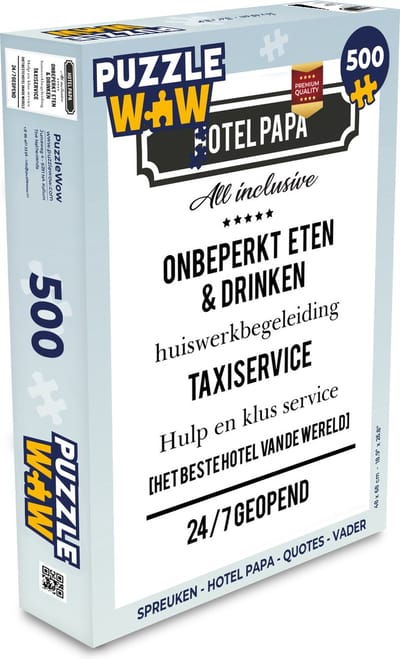 Puzzel Spreuken - Hotel papa - Quotes - Vader - Legpuzzel - Puzzel 500 stukjes - Vaderdag cadeautje - Cadeau voor vader en papa