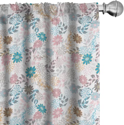 ABAKUHAUS Bloemen gordijnen – 2x75x225 cm – Microvezel, halfdonker