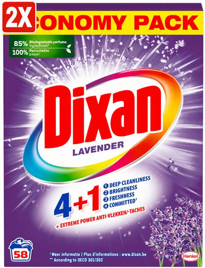 2 x Dixan Fresh Lavender Waspoeder - Wasmiddel - 58 wasbeurten