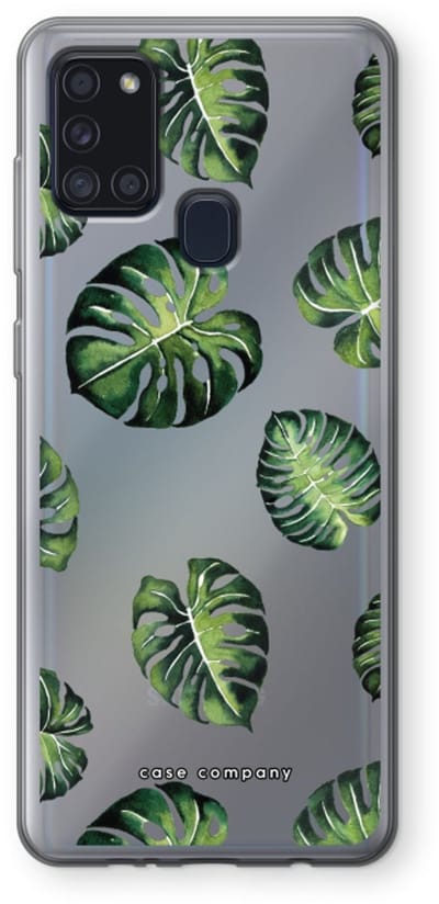 Case Company® - Hoesje geschikt voor Samsung Galaxy A21s hoesje - Tropische bladeren - Soft Cover Telefoonhoesje - Bescherming aan alle Kanten en Schermrand