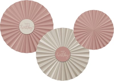 Folat - Deco papieren waaiers Crème Rose (3 stuks)