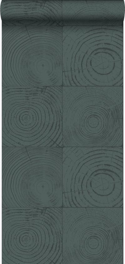 Origin Wallcoverings behang dwarsdoorsnede boomstam smaragd groen - 347549 - 53 cm x 10,05 m