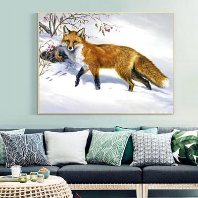 Diamant schilderij mozaïek dier vos in de sneeuw handgemaakte diamant kruissteek set diamant borduurwerk 20X30CM white