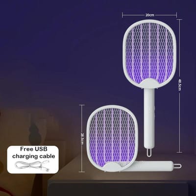 USB Elektrische Vliegenmepper 3000V Muggen Doder Racket Opvouwbaar UV Licht Insectenverdelger Insectenvanger voor Kamperen Thuis Tuin gray
