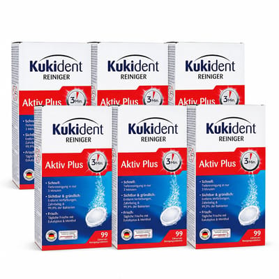 Kukident AktivPlus | 594 tabletten | 3 minuten gebitsreiniger | 6 x 99 stuks