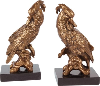 Baroque - Decoratief beeld of figuur - Papegaai op voet messing 28 cm - 28x15x12 - Brass